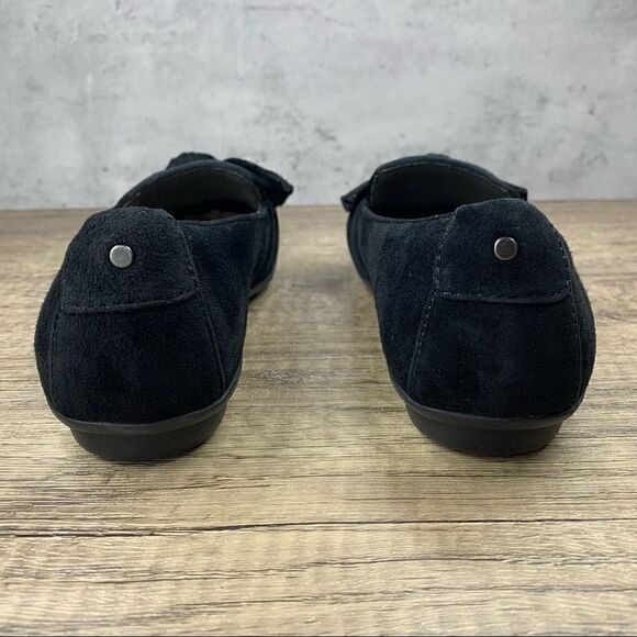Clarks “Gracelin Jonas” Black Velvet Suede Bow Flats 6.5M - Picture 4 of 7